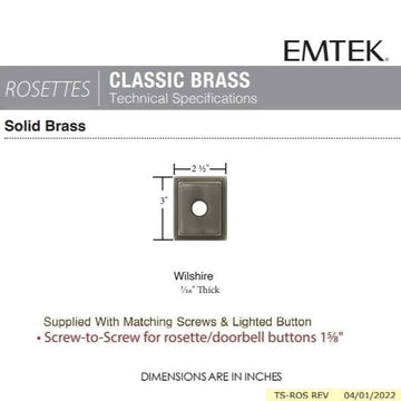 Emtek 2404 Brass Wilshire Door Bell Cover